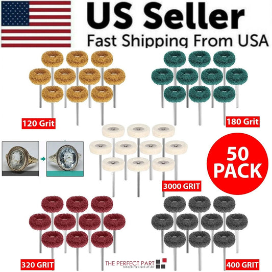 50 Metal Polishing Buffing Wheel Burr Kit Rotary Tool Accessories Set for Dremel
