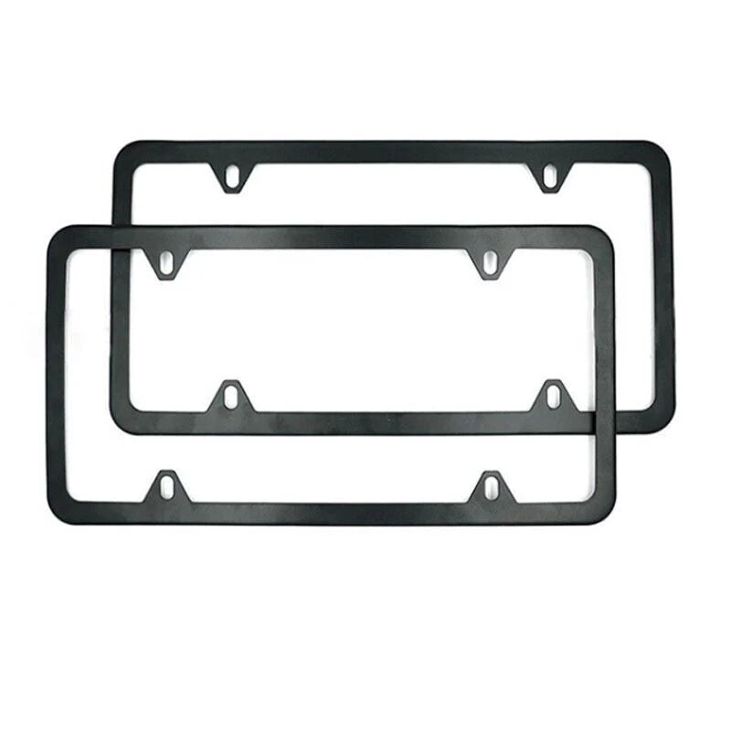 2X High Quality Stainless Steel Metal License Plate Frame Tag Cover Black New US
